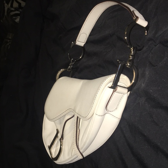 Authentic Christian Dior white leather saddle bag - Picture 3 of 12